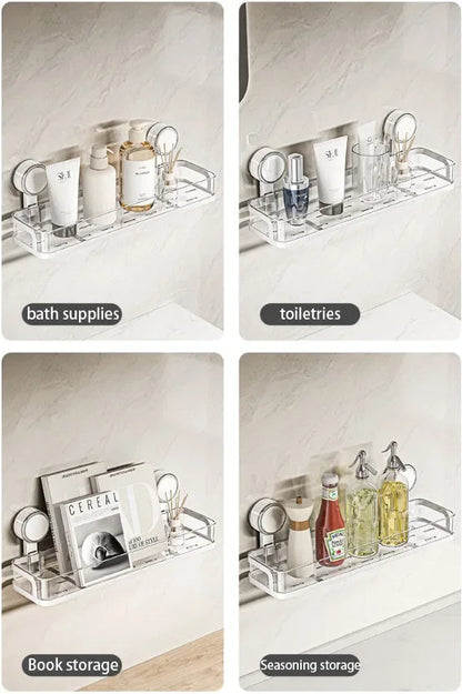 Saugnapf Badezimmer Dusche Gel Lagerung Rack Ohne Stanzen Waschbecken Rack Waschraum Wand-montiert Kosmetik Lagerung Rack