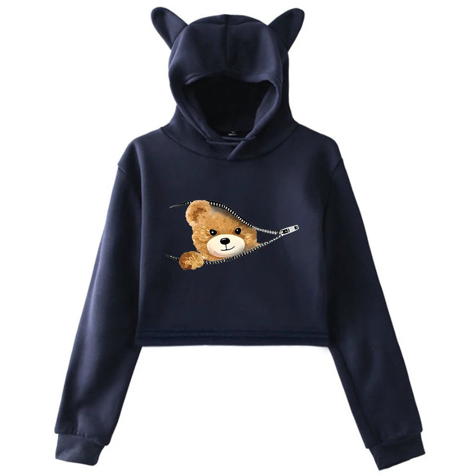 Plush Girl Pullover Tops Family Hoodie long sleeves Hip Hop Sweatshirt sportswear Personality Bear Trends 2YK Hoodies Autumn.
