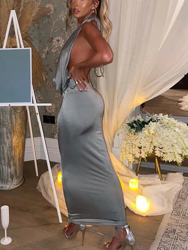Dulzura Herbst Frauen Halter-Backless Midi Kleid Für Frauen Bodycon Sexy Party Elegante Outfits Abend Geburtstag Kleidung Y2K 2024.
