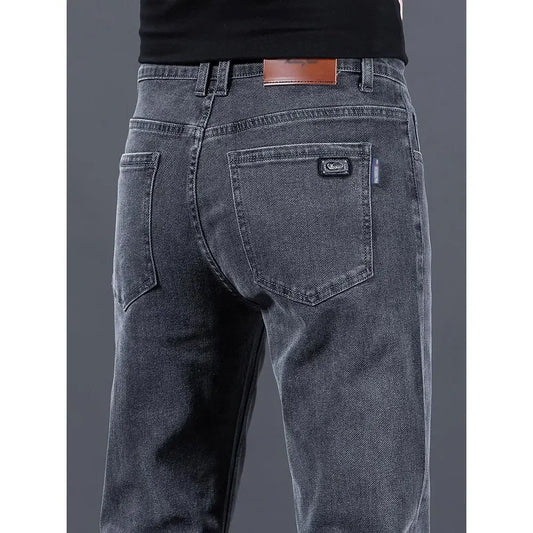 Fashionable Casual Men's Jeans Slim Straight Long Pants Versatile Spring Autumn Winter New Style High Waist Trousers.