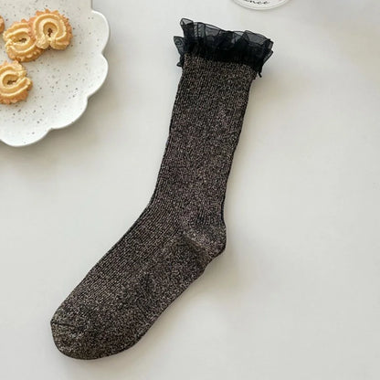 Design Socks For Women Cute Sweet Daily Casual Korean Style Women's Socks Autumn Winter Long Fashion Lace Edge Chaussettes Femme.