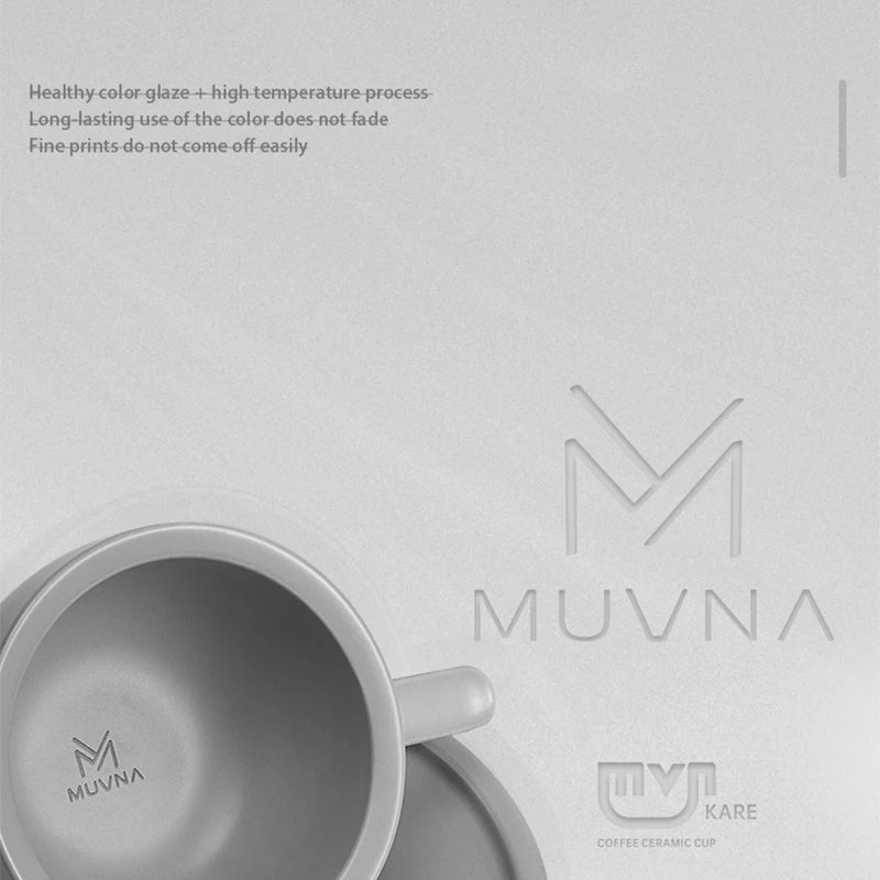 MUVNA Coffee and tea tools Cups 280ml/for Latte,Hot Tea,Cappuccino,Mocha,Cocoa,White/Cup and Saucer Set/Ceramic Latte Coffee Cup