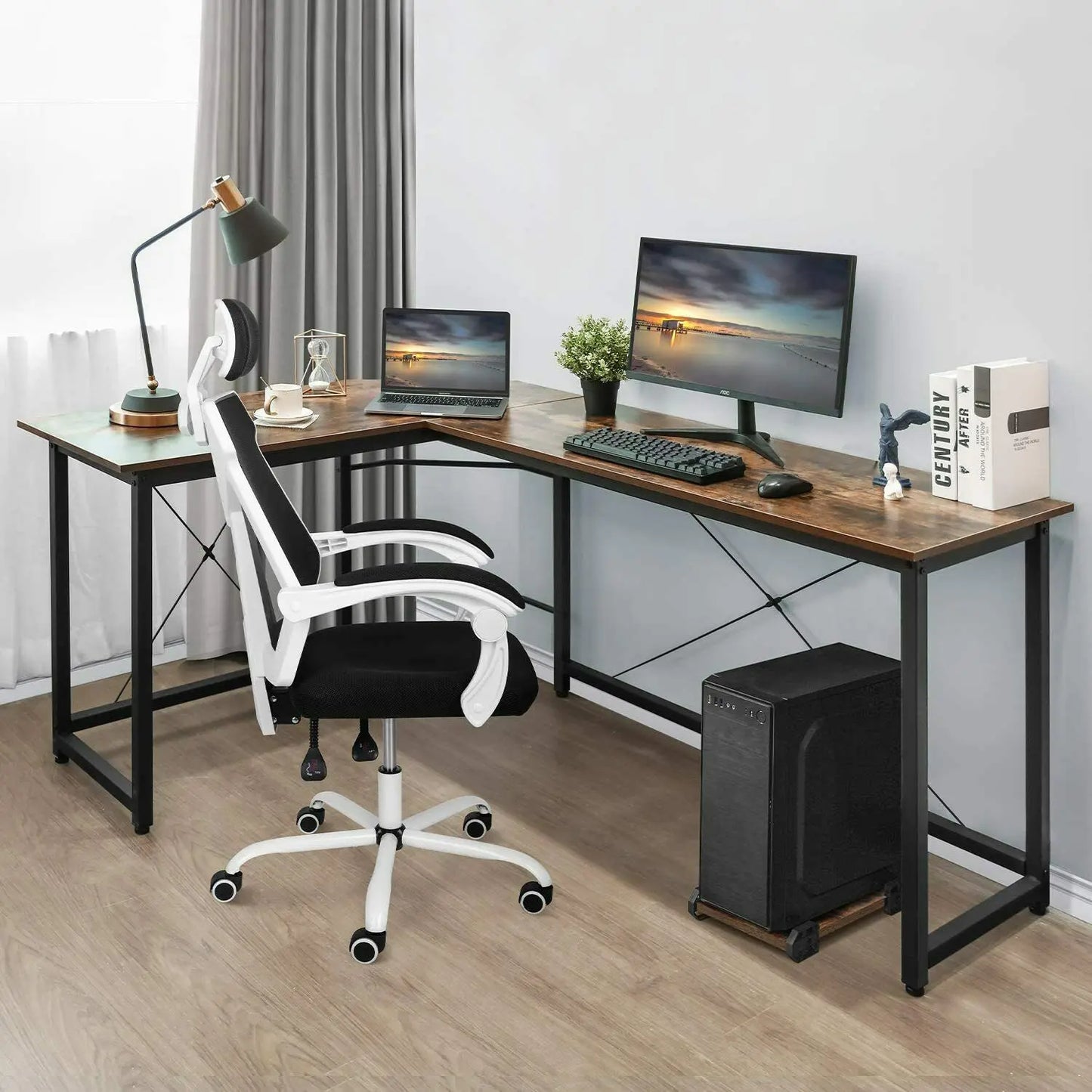 Homfa 66.5 cm (170 ") L Form Schreibtisch Computer Gaming Laptop Schreibtisch Home Office Ecke Workstation Tisch Arbeits zimmer 170x120x75cm