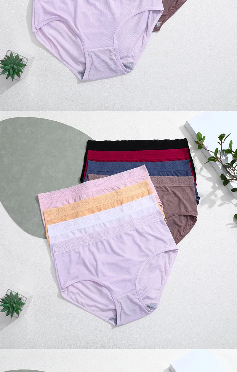 5Pcs Sexy Ice Silk Briefs Large Size Underwear 0XL-4XL Panty Women's Seamless Underwears 8 Solid Color Breathable Underpants.
