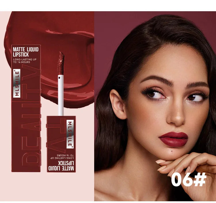 6 Colors Nude Matte Lip Gloss Waterproof Lasting Lipstick Not Fading Sexy Nude Red Pink Velvet Liquid Lipsticks Makeup Cosmetic.