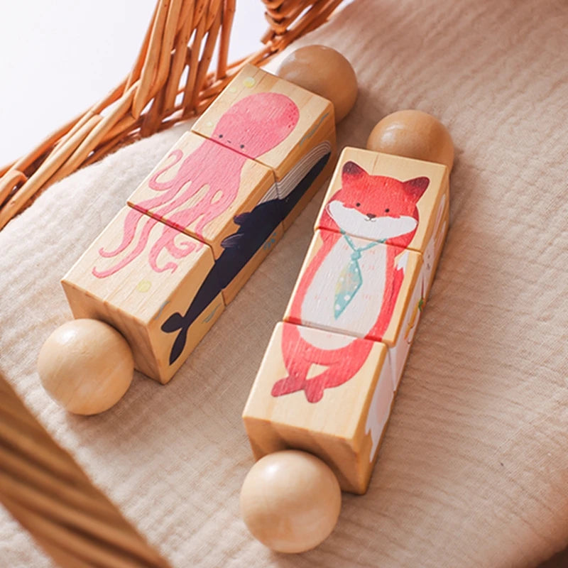 Baby Wooden Rotating Jigsaw Puzzle Hand bell Toy Baby Mobile Musical Rattle Toy Montessori Puzzle Game For Babies Newbaby Gift.