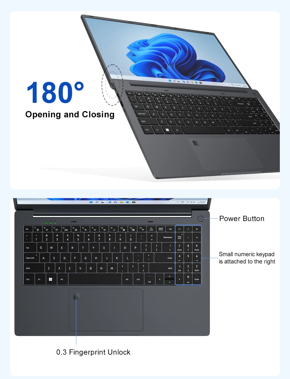 Ninkear A15 Air 2025 Laptop 15.6 Inch FHD IPS Screen AMD Ryzen™ 5 3500U 16GB DDR4 3200 MHz+512GB NVME SSD 180° Opening and Closing WiFi 5 BT 4.2 0.3s Fingerprint Unlock Tested ＆ Proven High Quality PC Notebook  Power You.