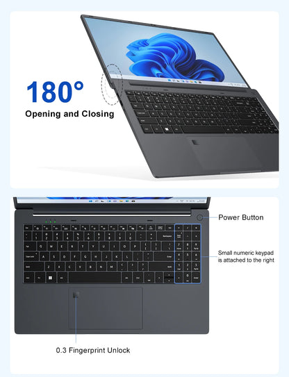 Ninkear A15 Air 2025 Laptop 15.6 Inch FHD IPS Screen AMD Ryzen™ 5 3500U 16GB DDR4 3200 MHz+512GB NVME SSD 180° Opening and Closing WiFi 5 BT 4.2 0.3s Fingerprint Unlock Tested ＆ Proven High Quality PC Notebook  Power You.