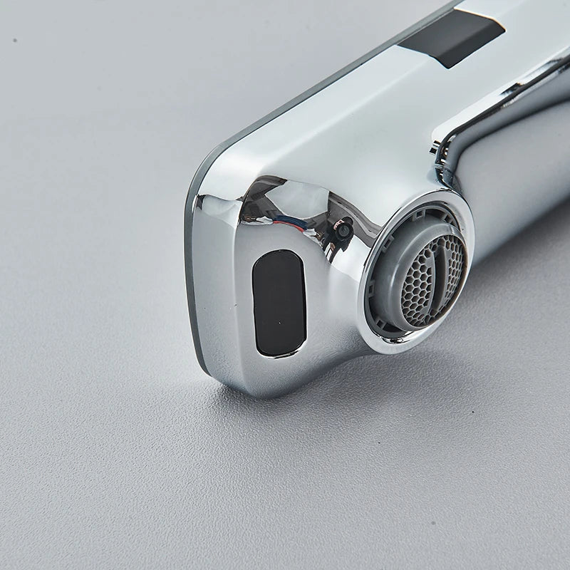 Touchless Sensor Basin Faucet Smart Digital Display Bathroom Sink Faucet Grey Sense Hot Cold Water Mixer Tap Battery Power