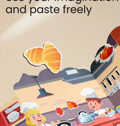 Kids' Reusable Castle Jelly Sticker Book Multi-Theme DIY Creative Jelly Stickers Portable Quiet Busy Book Montessori Sticker Toy.