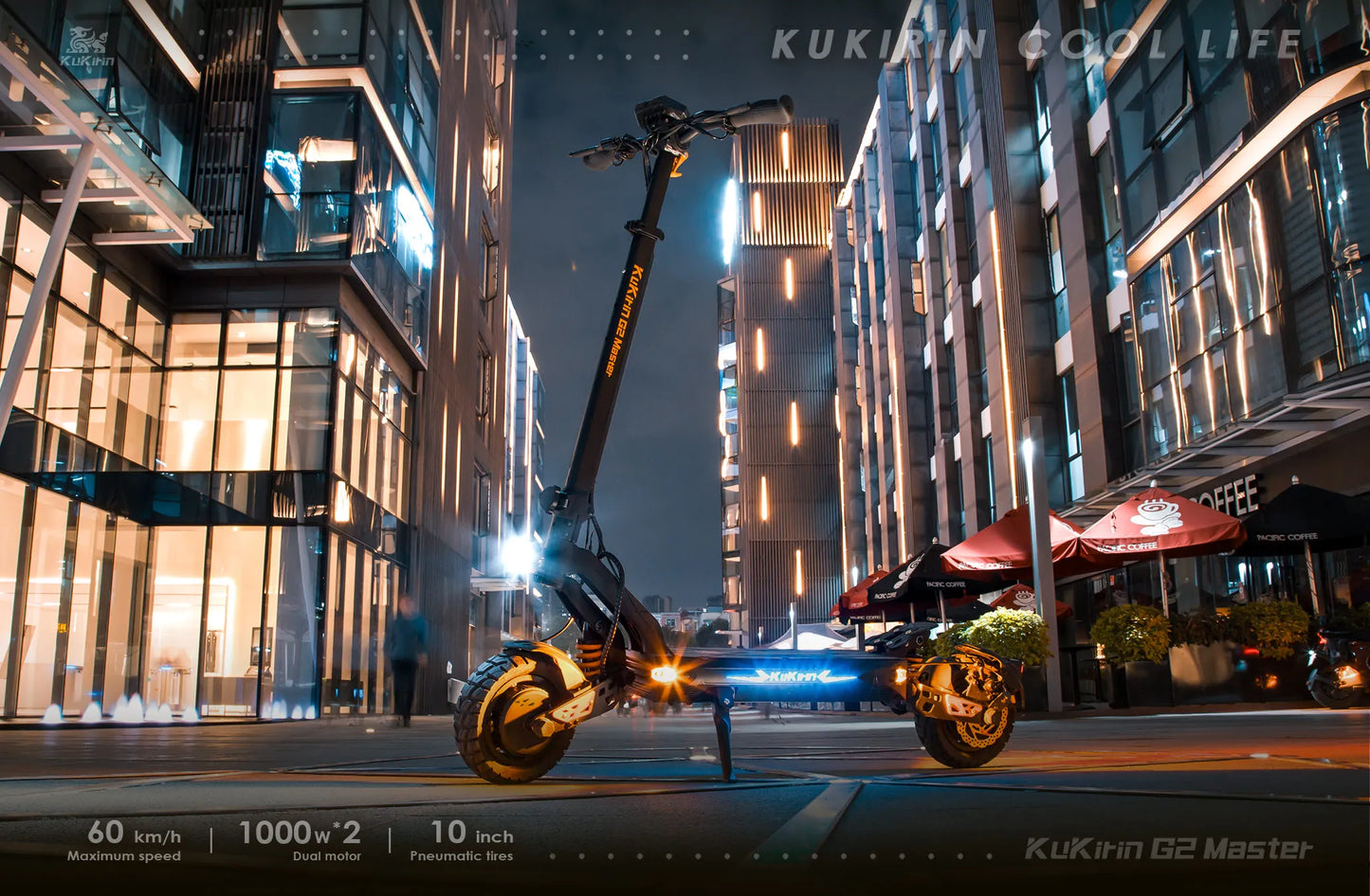 KuKirin G2 Master Electric Scooter 1000W*2 Dual Motor 52V 20.8Ah 60km/h Max Speed Front&Rear Disc Brake Hydraulic Shock Absorber.