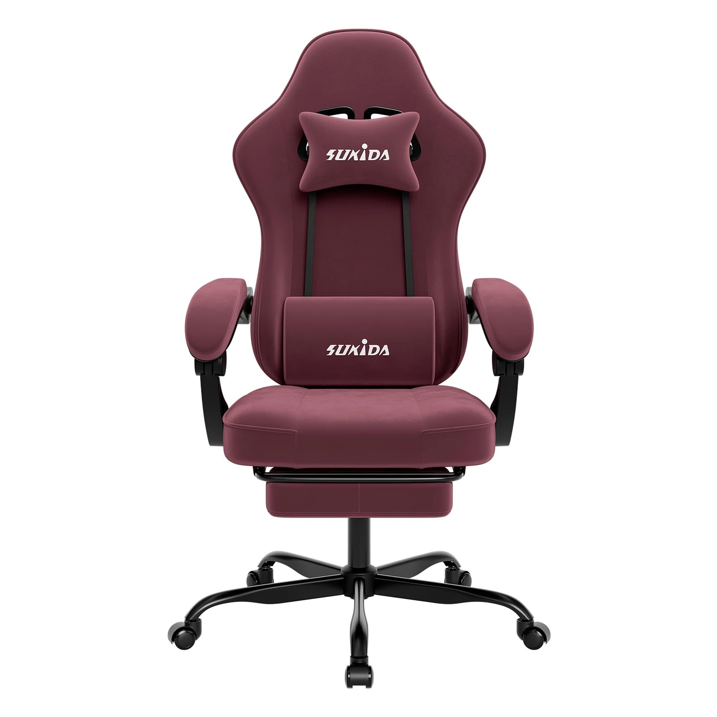 SUKIDA Gaming-Stuhl mit Fußstütze, PC-Stuhl im Racing-Stuhl-Design, ergonomischer Bürostuhl, verstellbar mit Lordosenstütze