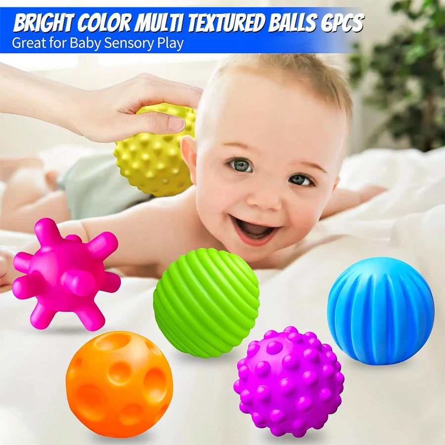 6PCS Textured Balls for Baby Sensory Play 6-12 Months, Activity Multi Soft Ball, Montessori Shower Toys for Toddlers 1-3 Years.