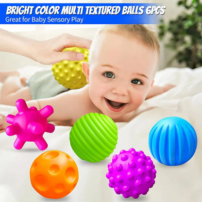 6PCS Textured Balls for Baby Sensory Play 6-12 Months, Activity Multi Soft Ball, Montessori Shower Toys for Toddlers 1-3 Years.