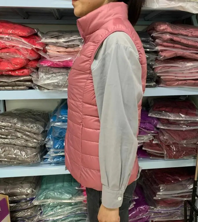 Neue Frauen Ärmellose frauen Ultra Licht Unten Westen Dünne Jacke Mädchen Gilet Plus Leichte Winddicht Warme Weste Tragbare.
