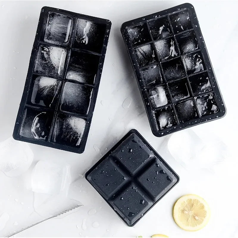4/6/8/15/160 Grid Big Ice Tray Mold Giant Jumbo Large Food Grade Silicone Ice Cube Square Tray Mold DIY Ice Maker Ice Cube Tray.