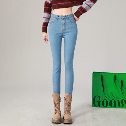 Fashion Women's Slim Skinny Jeans Comfortable Stretch Casual Solid Colours Pencil Pants Female Black Denim Trousers.