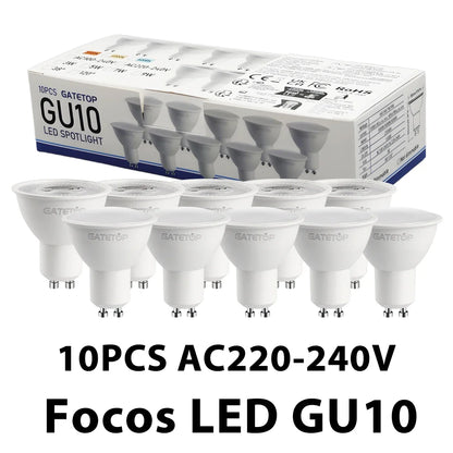 10er-Pack Focos Gu10 SpotlightLampara 220V LED-Glühbirne Großhandel 9W Weiß Warm 3000k 6000K geeignet für gewerbliche Gebäude zu Hause.