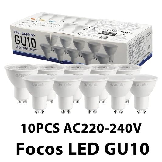 10er-Pack Focos Gu10 SpotlightLampara 220V LED-Glühbirne Großhandel 9W Weiß Warm 3000k 6000K geeignet für gewerbliche Gebäude zu Hause.