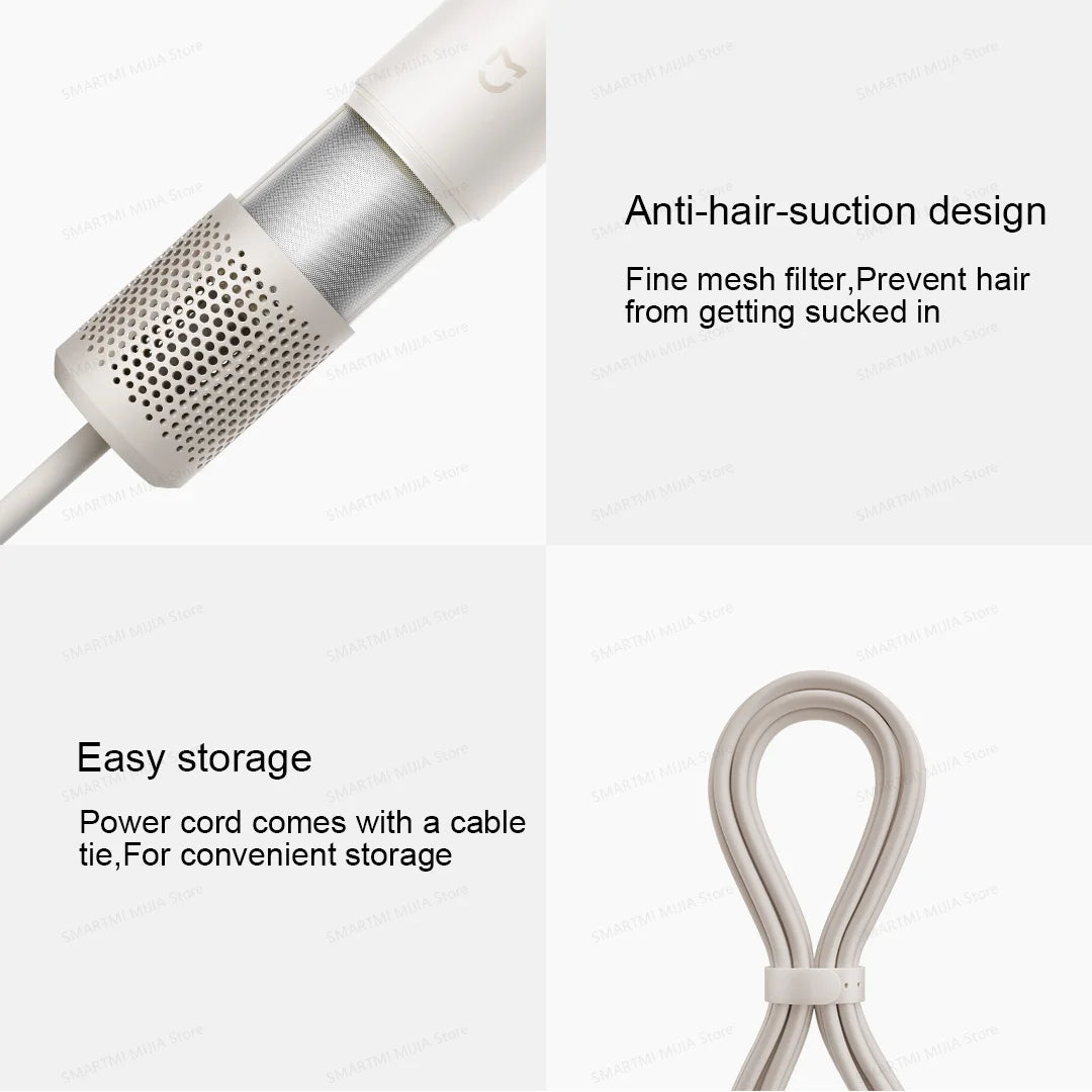 2025 New XIAOMI MIJIA High-Speed Hair Dryer,110000rpm,62m/s Powerful airflow,8 Airflow Mode,347g 4 Color,CN Version With Adapter.