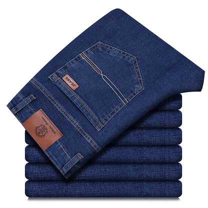 Wthinlee New Business Men's Jeans Casual Straight Stretch Fashion Classic Blue Black Work Denim Trousers Male Brand Clothing
