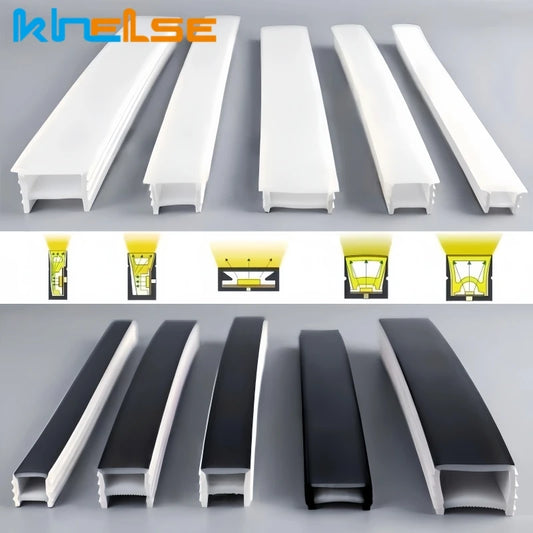 Black Flexible LED Neon Rope Lamp Silicone Tube Diffuser Recessed Channel For WS2811 WS2812B Waterproof Ribbon Neon Strip Lights.