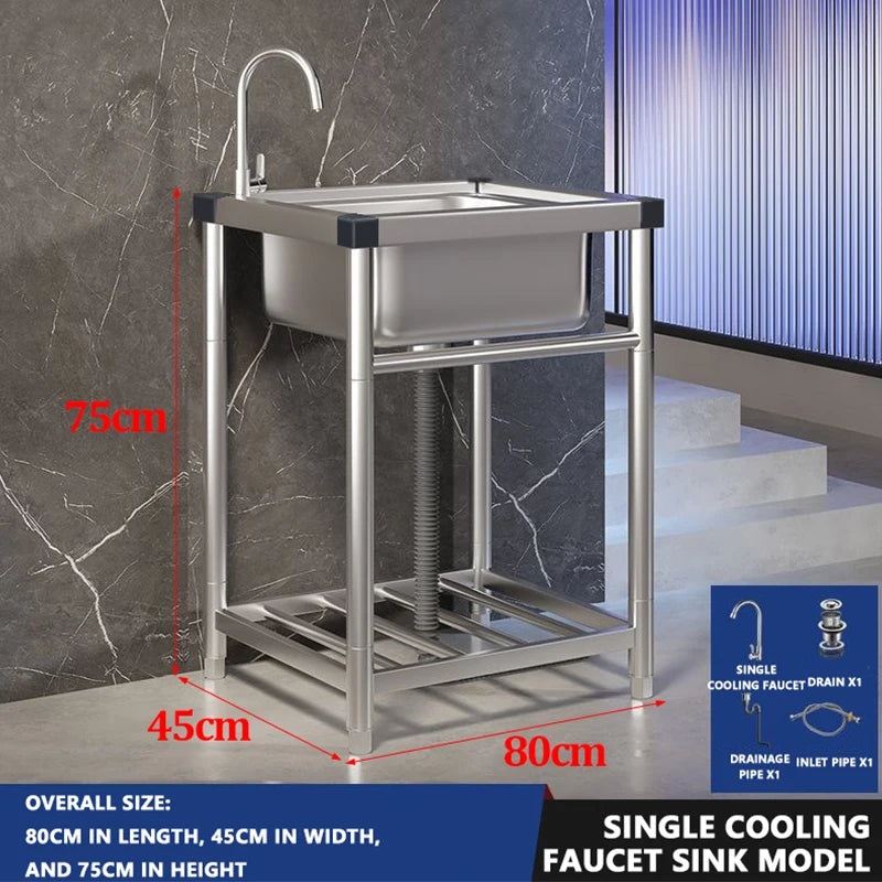 Wash Basin 304 Stainless Steel Sink with Bracket Single/double Sink Wash Basin For Kitchen, Garage, Laundry and Basement