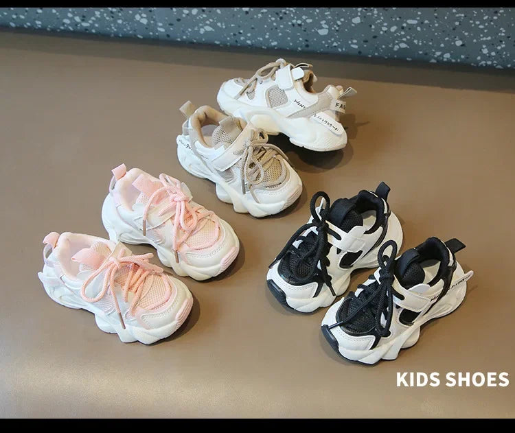 Girl Child Sport Shoe 2024 Spring Mesh Breathable Toddlers School Running Sneakers Fashion Non-slip Kids Boys Basketball Shoes.