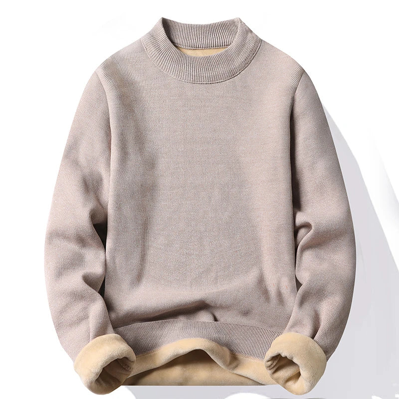 Knitwear Sweater New Autumn/Winter Mock Neck Sweatshirts Solid Color Pullovers Man Brand Casual Mens Clothing