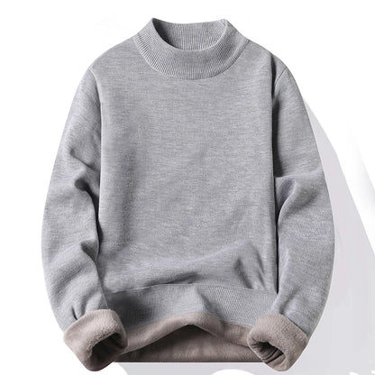 Men's Pullover Soft Sweater Winter Velvet Shirts Brand Clothing Knitted Fleece Warm Cold Blouse Slim Fit Bottom Shirts.