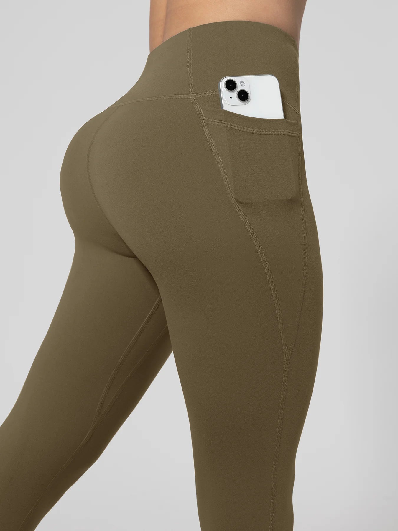 Nahtlose Damen-Leggings mit Taschen, einfarbig, hohe Taille, Po-Lifting-Strumpfhose, schlanke elastische Leggings, Sportbekleidung | H&D Shop