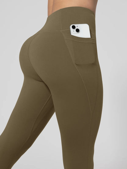 Nahtlose Damen-Leggings mit Taschen, einfarbig, hohe Taille, Po-Lifting-Strumpfhose, schlanke elastische Leggings, Sportbekleidung | H&D Shop