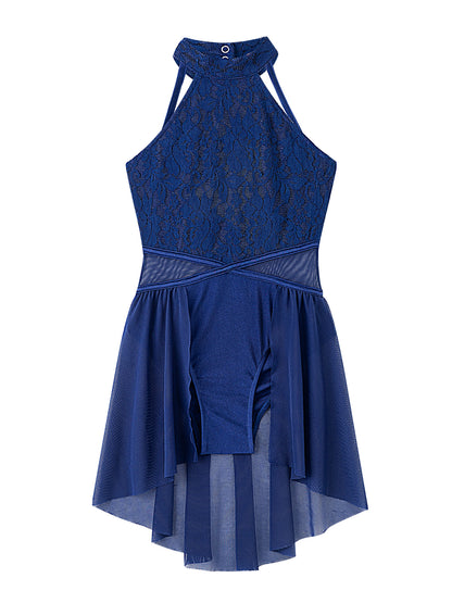 Mädchen Ballett Gymnastik Trikot lyrischen Tanz kleid ärmellose florale Spitze Tutu Tanz kleidung für Eiskunstlauf Bühnen performance.