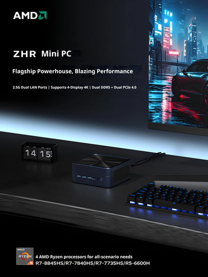 Mini Host Amd Ryzen R7-7735hs 8745hs Ddr5 70w  Wifi6 4k Pcie4.0 Ssd High-End Gaming Desktop Mini Host Diy Barebone System.