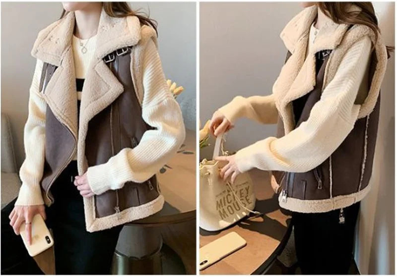 Ärmellose Jacke weibliche Pu Leder Weste Mantel Frauen 2024 Herbst Winter neue Motorrad Weste lose Oberbekleidung Roman beliebte Top