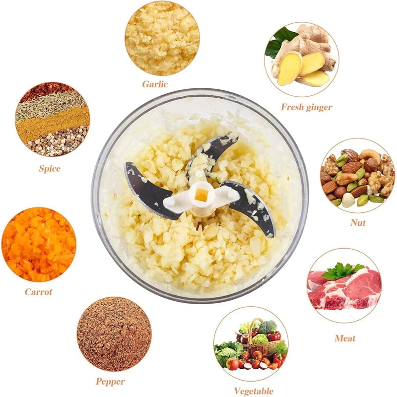 Midea Manual Garlic Chopper Meat Mincer Hand Pull Press Crusher Multifunctional Vegetable Chili Onion Cutter Kitchen Accessories.