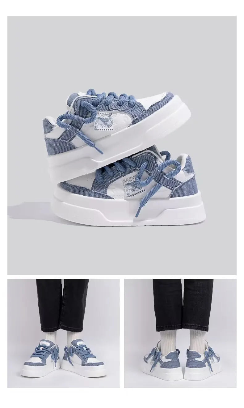 Autumn New Thick Soled Pink Women's Shoes, Wide Toe Versatile Casual Shoes, Round Toe Height Increasing Fashionable Board Shoes.