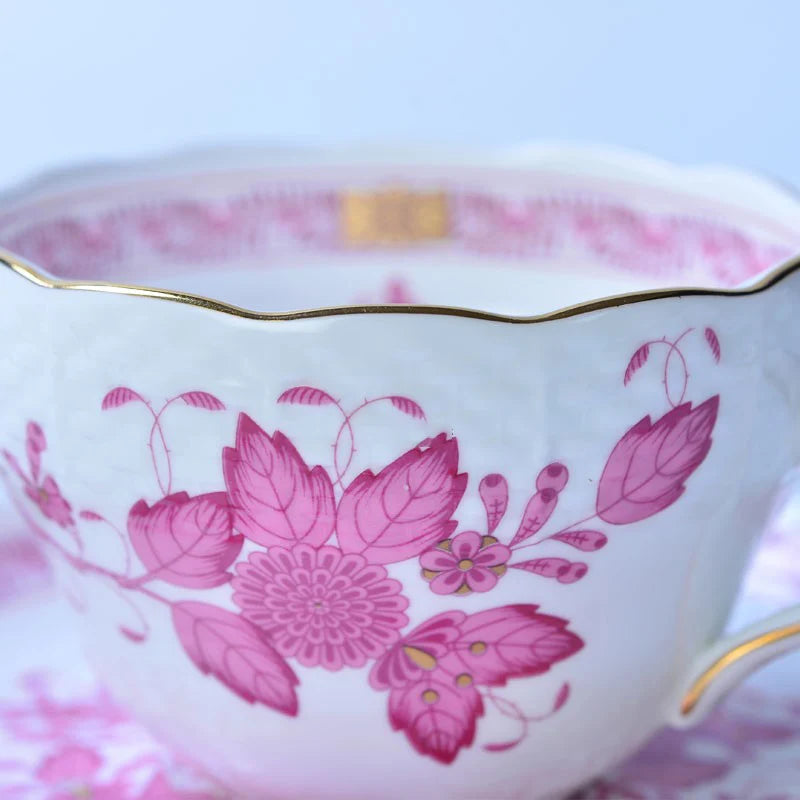 Classical Cup and Saucer Flower Basket Coffee Mug Afternoon Tea Cup Dessert Saucer Home Drinking Cup Saucer Valentine's Day Gift.