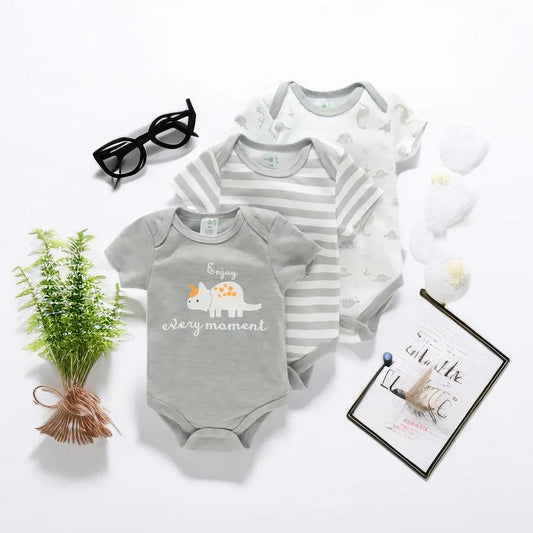3PCS Infant Baby Nette Grafik einteilige Kleidung Für Jungen Und Mädchen, Neugeborenen Reine Baumwolle Sommer Strampler neugeborene kleidung.