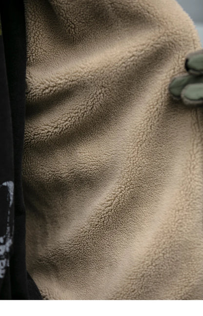 Japanese Vintage Polar Fleece Jacket Men Winter High Quality Thick Jacket Korean Streetwear Loose Couple Trendy Warm Coat Male.