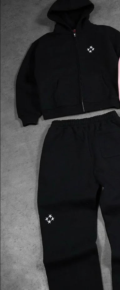 American Retro Letter Sweatshirt and Jogger Set Y2K Fashion Hoodie Casual Loose Winter Trendy Outfit for Men and Women Clothing.