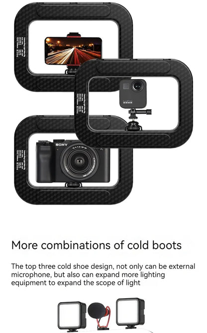 FANGTUOSI New Handheld Ring LED Rechargeable Fill light Portable Mobile Phone Live Photography Desktop Rabbit Cage Selfie Light.