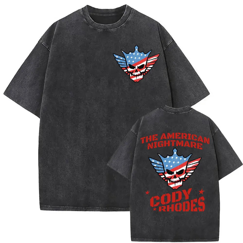 Cody Rhodes The American Nightmare Graphic T Shirt Men Women Fashion 90s Vintage Washed T Shirts Casual Cotton Oversized T-shirt.