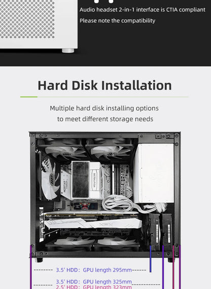 METALFISH S5 PRO 20L Computer Case Gaming PC Chassis Support MATX/ITX SFX/ATX PSU 160mm Tower /180 WaterCooling Cooler.