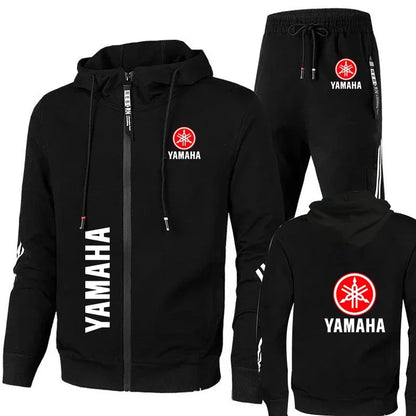 New motorcycle racing sportswear for men, featuring Yamaha logo print, zipper hoodie & pants, men's suit, men's sports suit.