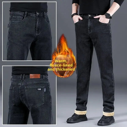 Fashionable Casual Men's Jeans Slim Straight Long Pants Versatile Spring Autumn Winter New Style High Waist Trousers.