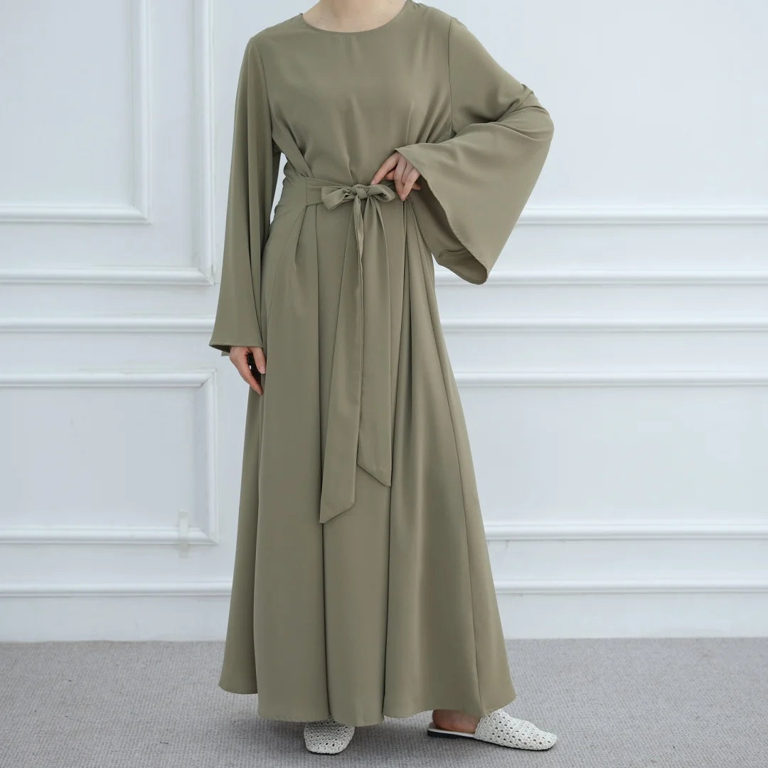 Bandage Plain Abaya Dubai For Women Kaftan Muslim Modest Long Dresses Islam Caftan Marocain Kebaya Robe Femme Musulmane Vestidos.