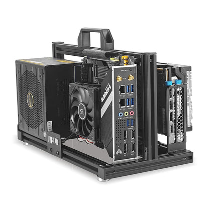 METALFISH ITX A4 Aluminum Open Frame Case, Vertical GPU, 240mm Cooler, Mini-ITX Compatible, DIY Gaming PC.