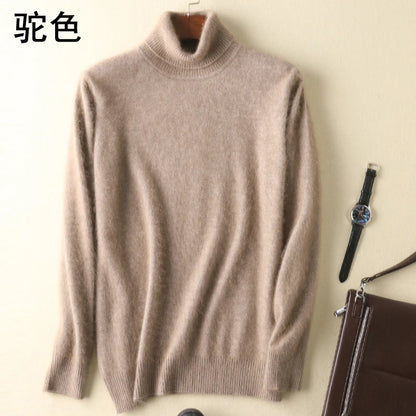 Men's 100% pure Mink Knitted Sweater Turtleneck Large Size Casual Pullover Autumn Winter New Base Shirt Men Warm High Lapels Top