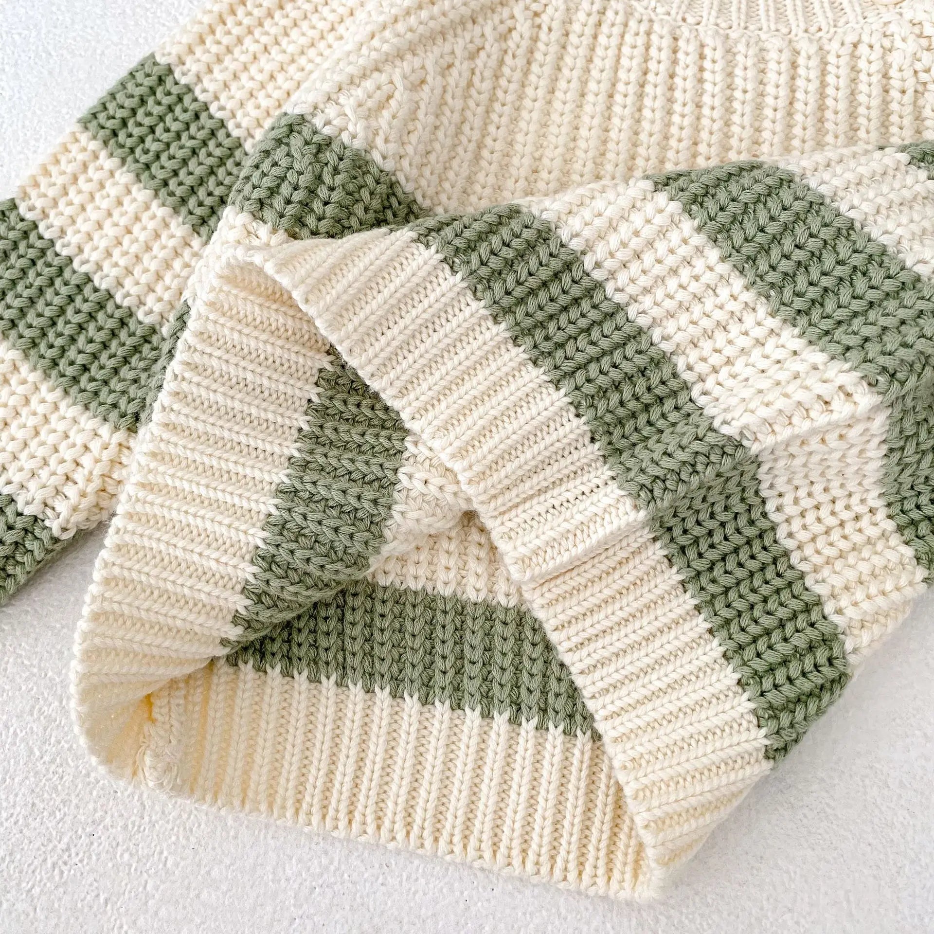 Baby-Pullover für Herren und Damen, neue Herbst-Stile für Säuglinge und Kleinkinder, gestreifte Strickoberteile und Hosen-Sets.